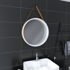 Miroir salle de bain rond type barbier - Diamètre 50cm - Couleur au choix