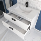 Meuble salle de bain 80 cm monté suspendu h46xl80xp45cm - avec tiroirs, vasque et miroir - box-in 80 - Couleur au choix