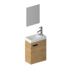 Ensemble meuble lave mains décors bois 41x50x22cm + miroir - smally wood Aurlane - LAV666