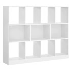 Bibliothèque avec 8 casiers ouvert et 3 compartiments - 126 cm blanc