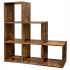 Bibliothèque étagère séparateur meuble de rangement 6 compartiments - 97,5 cm marron rustique 