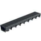 Caniveau extérieur en 1m avec grille à fentes longitudinales en plastique recyclé noir meapark - largeur utile 10cm – passage piéton