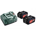 Pack énergie 18v metabo - pack 2 batteries 18 volts + chargeur rapide 2 x 5,2 ah li-power, asc 145, coffret - 685051000