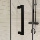 Pack paroi porte de douche sérigraphiée - 140x200cm + paroi retour - 90x200 cm - porte coulissante - profile noir mat - verre transparent 6mm - crushx 140 + crushx retour 90 Aurlane - PACF016