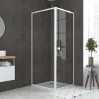 Pack porte de douche pivotante blanc de 79 à 90x185cm + retour 90 verre 5mm - whity pivot