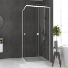 Pack porte de douche coulissante blanc de 78 à 90x185cm + receveur 90x90 - whity slide Aurlane - PACF031