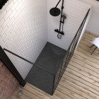 Pack paroi de douche 90x200 cm noir mat + receveur à poser en matériaux composite smc - 90x140cm Aurlane - PACF071