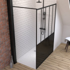 Pack paroi de douche 140x200 cm noir mat + receveur de douche a carreler 90x140cm recoupable Aurlane - PACF076