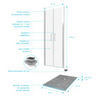 Pack paroi de douche 90x200 cm + receveur de douche a carreler 90x160 recoupable Aurlane - PACF081