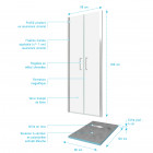 Pack paroi de douche 80x200 cm + receveur de douche a carreler 80x120 recoupable Aurlane - PACF089