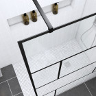 Pack paroi de douche 90x195 cm + receveur en acrylique blanc effet pierre 90x90 + bonde horizontale Aurlane - PACF098