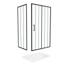 Porte coulissante et retour avec sérigraphie noire 120x80x200 cm + receveur an acrylique blanc Aurlane - PACF175
