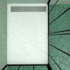 Porte coulissante et retour avec sérigraphie noire 120x80x200 cm + receveur blanc effet pierre Aurlane - PACF188