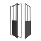 Pack porte de douche pivotante et retour 'type atelier' - noir mat - 80x80x200 cm Aurlane - PACF333