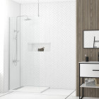 Paroi de douche 90x200cm verre transparent - profilé + barre plafond finition chrome - freedom 2