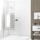 Paroi de douche 80x200cm miroir - profilé + barre plafond finition chrome - freedom 2 mirror Aurlane - PACF377