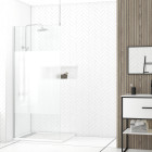 Paroi de douche 90x200cm dépolie - profilé + barre plafond finition chrome - freedom 2 frosted