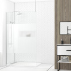 Paroi de douche 120x200cm dépolie - profilé + barre plafond finition chrome - freedom 2 frosted