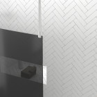 Paroi de douche 90x200cm verre fumé - profilé + barre plafond finition chrome - freedom 2 smoked Aurlane - PACF386