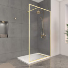 Paroi de douche 120x200cm + grille finition or brossé + receveur blanc effet pierre 120x80x4cm Aurlane - PACF414