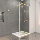Paroi de douche 100x200cm + grille finition or doré brossé + receveur blanc 100x80x4cm Aurlane - PACF420