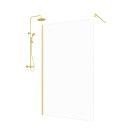 Paroi de douche 120x200cm - profilé + bras extensible + colonne de douche thermostatique or brossé Aurlane - PACF440