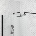 Pack paroi de douche 100x200cm verre transparent - barre de fixation extensible et profil noir Aurlane - PACF445