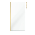 Paroi de douche 100x200cm verre 8mm - profilé + barre plafond finition or brossé - freedom 2 gold Aurlane - PACF450