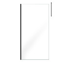 Paroi de douche 100x200cm verre transparent - profilé + barre plafond noire - freedom 2 black Aurlane - PACF451
