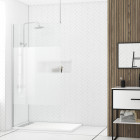 Paroi de douche 100x200cm dépolie - profilé + barre plafond finition chrome - freedom 2 frosted