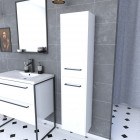 Colonne de salle de bain blanche 30x35x150 cm avec 2 portes blanches poignées noir mat - structura p015