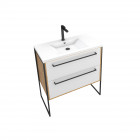 Ensemble meuble de salle de bain blanc 80cm + vasque en résine blanche 80x50 + tiroirs blanc mat Aurlane - PACM076