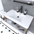 Ensemble de salle de bain blanc 80cm+ vasque en resine blanche 80x50 + tiroirs blanc mat + mirroir Aurlane - PACM077