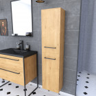 Colonne de salle de bain chêne brun 30x35x150 cm avec 2 portes chêne brun et poignées noir mat - structura p103