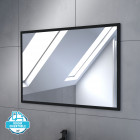 Meuble de salle de bain 80x54cm - finition chene naturel + vasque noire + miroir - timber 80 - pack11 Aurlane - PACM221