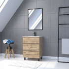 Meuble salle de bain 60 x 80 - finition chene naturel + vasque blanche + miroir - timber 60 - pack15 Aurlane - PACM225
