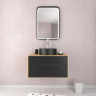 Meuble de salle de bain chêne naturel + vasque noir mat + miroir led - uby 80 - 80x45x53cm Aurlane - PACM261