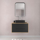 Pack meuble de salle de bain 53x45x80cm caisson 2 tiroirs + vasque rectangulaire noir mat - uby 80 Aurlane - PACM265