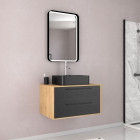 Pack meuble de salle de bain 53x45x80cm caisson 2 tiroirs + vasque rectangulaire noir mat - uby 80 Aurlane - PACM265