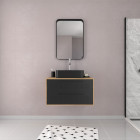 Pack meuble de salle de bain caisson 2 tiroirs + vasque rectangulaire + miroir - uby 80cm Aurlane - PACM266