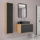 Pack meuble de salle de bain caisson 2 tiroirs + vasque rectangulaire + colonne + miroir uby 80cm Aurlane - PACM269