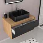 Pack meuble de salle de bain caisson 2 tiroirs + vasque rectangulaire + colonne + miroir led - uby 80cm Aurlane - PACM270