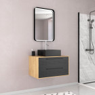 Pack meuble de salle de bain caisson 2 tiroirs + vasque carrée - uby 80cm Aurlane - PACM271