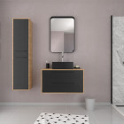 Pack meuble de salle de bain caisson 2 tiroirs + vasque carrée + colonne + miroir - uby 80cm Aurlane - PACM275