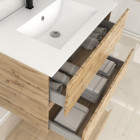 Meuble de salle de bains 80cm 2 tiroirs_chêne industriel + vasque céramique blanche - timber 80 Aurlane - PACM604