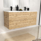 Meuble de salle de bains 120cm 4 tiroirs_chêne industriel + vasque céramique blanche - timber 120 Aurlane - PACM605