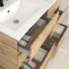 Meuble de salle de bains 120cm 6 tiroirs_chêne industriel + vasque céramique blanche - timber 120 Aurlane - PACM608