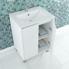 Pack meuble salle de bains 60cm blanc 2 portes, vasque, miroir 60x80 à leds intégrées - xenos Aurlane - PACM610