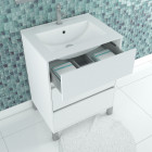 Pack meuble salle de bains 60cm blanc 3 tiroirs, vasque, miroir 60x80 et réglette led - xenos Aurlane - PACM617