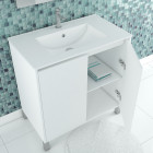 Pack meuble salle de bains 80cm blanc 2 portes, vasque, miroir 60x80 et réglette led - xenos Aurlane - PACM621